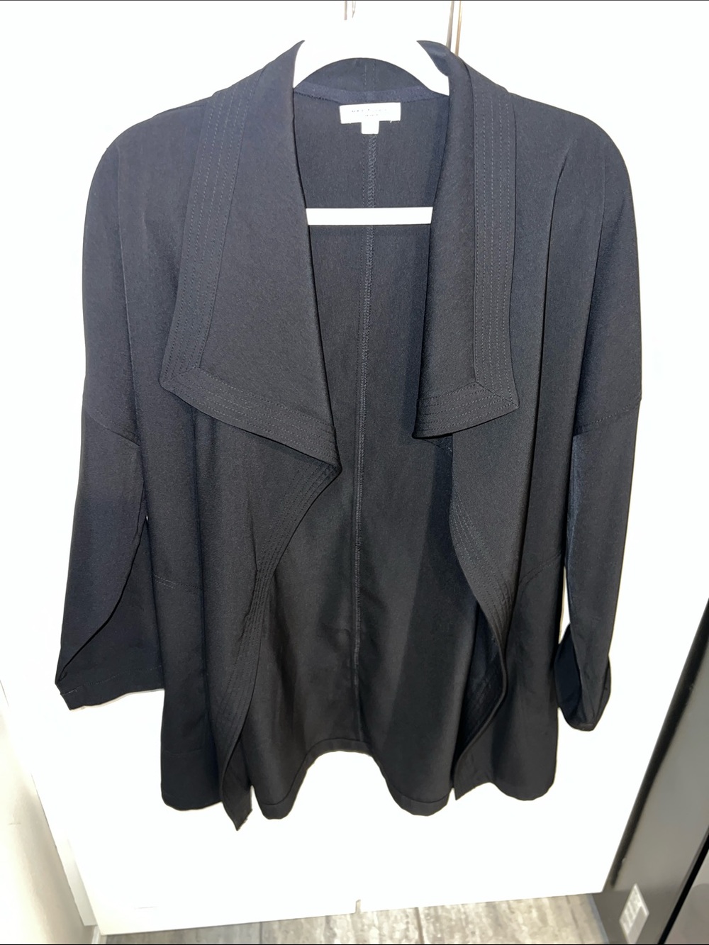 Max Studio Black Draped Oversized Open-Front Cardigan Large